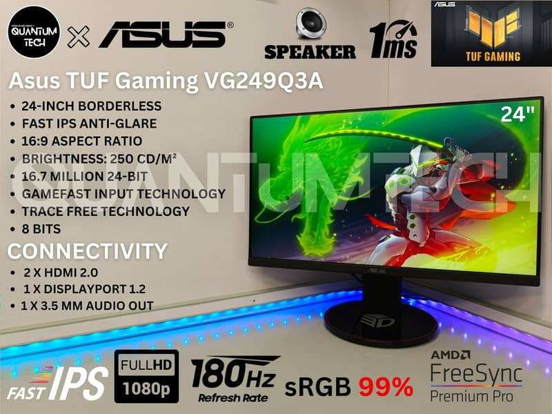 24inch IPS Full HD 1080p 180Hz 1ms Asus TUF Gaming Borderless Monitor 1