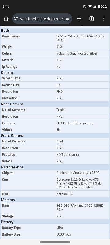 Motorola one 5g ace 6/128 official pta approved 3