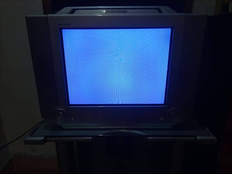 Samsung Tv with Glass TV Trolley 1