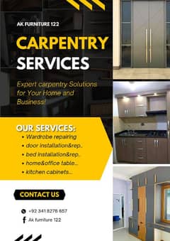 Carpenter&Wood Works,RepairingFurniture,kitchen03418276657&03204124032