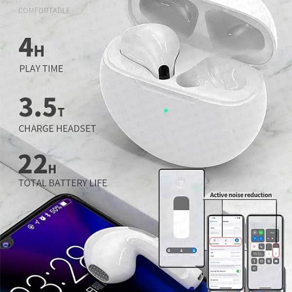 Airbud, wireless earphones, Airpod wireless Bluetooth headset, Earbud 6