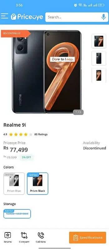 Realme 9i with box 12/128 9