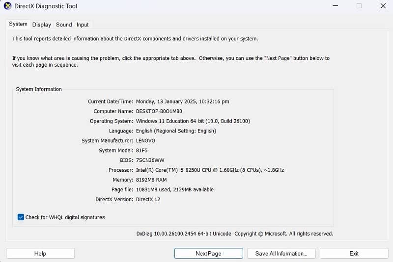 Lenovo Laptop Core i5 8 generation 2