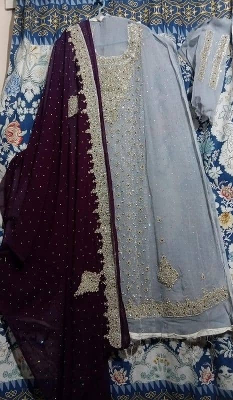 Bridal Maxi Unstiched Crinkle Shiffon Full Heavy Hand Work 03048360651 1