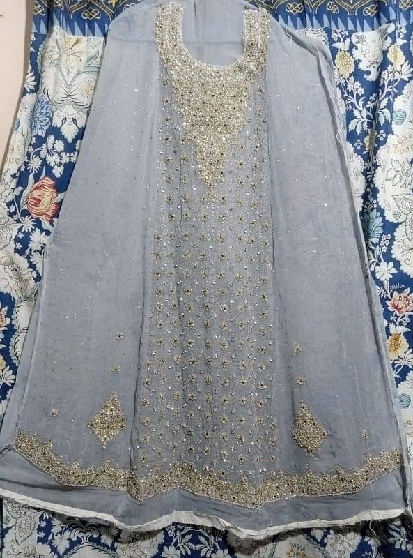 Bridal Maxi Unstiched Crinkle Shiffon Full Heavy Hand Work 03048360651 2