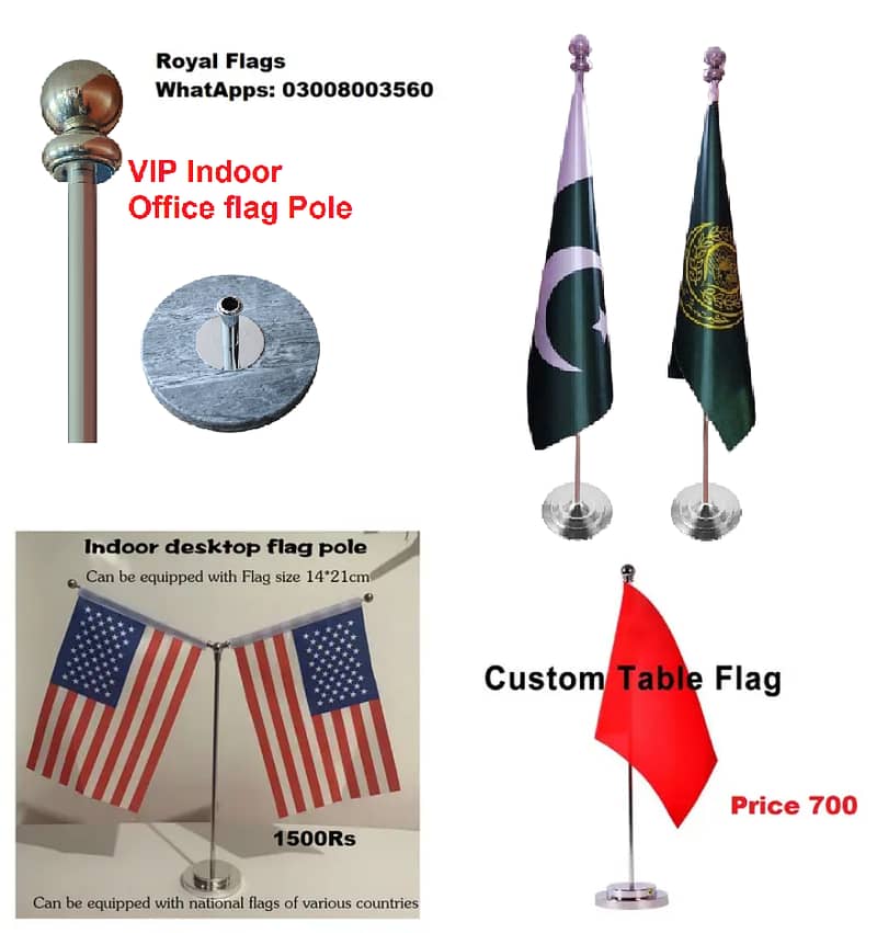 Indoor office Flag & Pole,Car flag rod, Table flag Delivery from Lahor 2