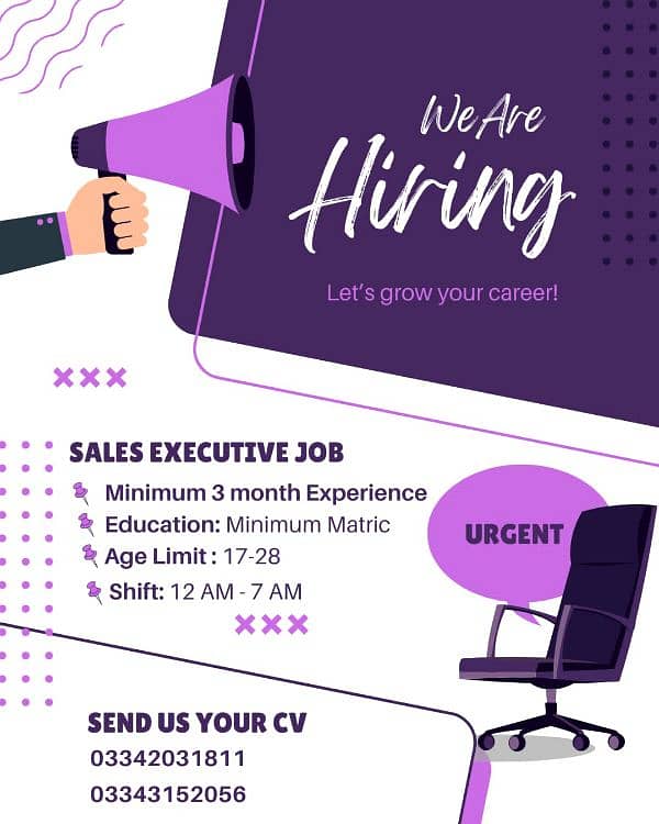 we are hiring a sales executive 0