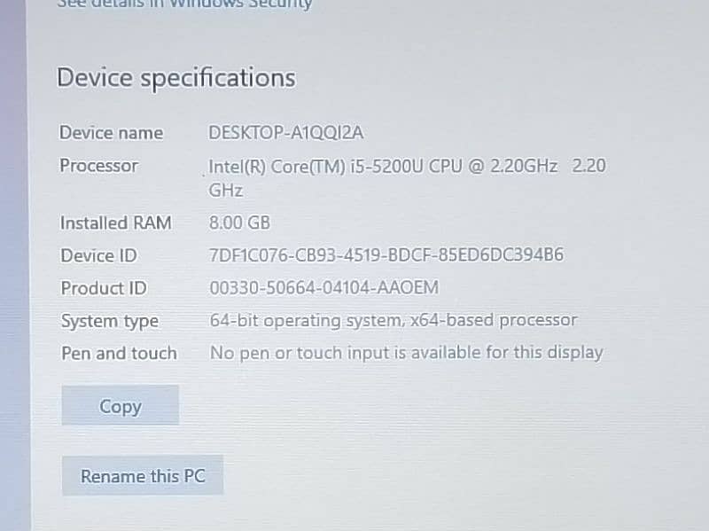 Toshiba dynabook R73 i5 5th Gen 8gb,128gb ssd 1