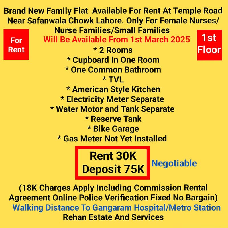 Brand New Family Flat  Available For Rent At Temple Road Lahore 2