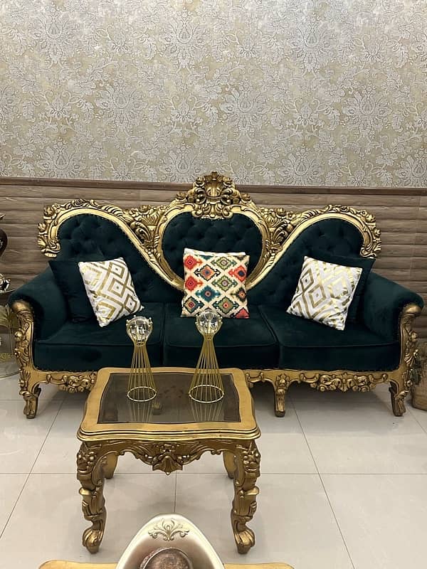 Royal chinyoti sofa set with tables. 4