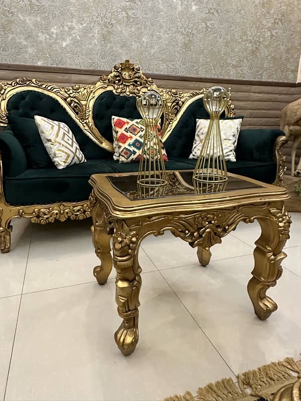 Royal chinyoti sofa set with tables. 5