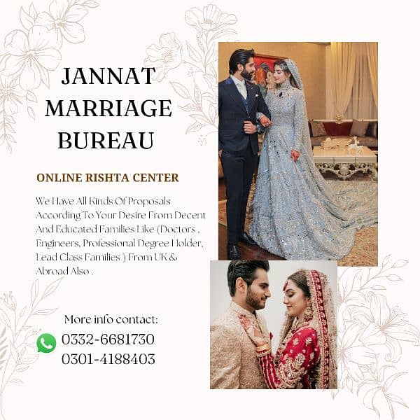 Marriage Bureau Services / Abroad Proposals / Online Rishta service 0