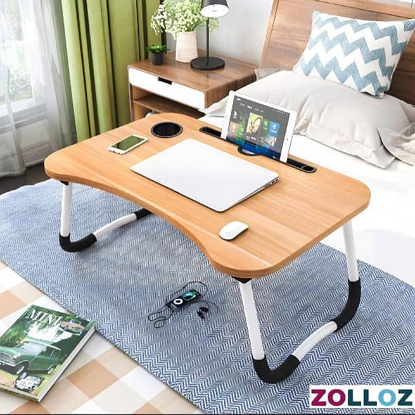 E Laptop Stand & Bed Tray Table with Tablet and Cup Slots 0