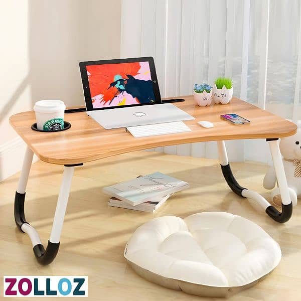 E Laptop Stand & Bed Tray Table with Tablet and Cup Slots 1