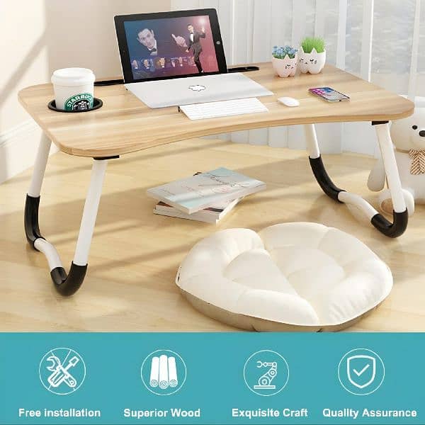 E Laptop Stand & Bed Tray Table with Tablet and Cup Slots 2