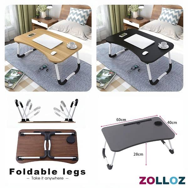 E Laptop Stand & Bed Tray Table with Tablet and Cup Slots 3