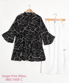 stylish womens stitched shirt and trouser set-2 pce printed Georgette