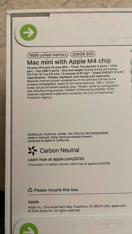 Apple Mac Mini 2024 M4 chip 16GB Unified Memory 256GB SSD 1