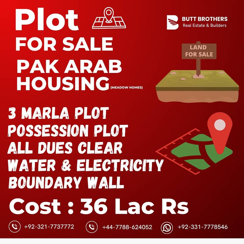 Ideal 3 Marla Plot Near Ferozepur Road in Pak Arab Housing Society 0