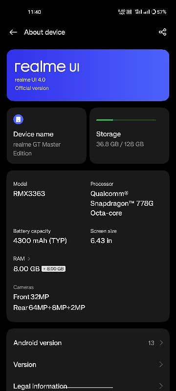 Realme GT master edition 5G 8GB RAM 128gb memory box with charger 6