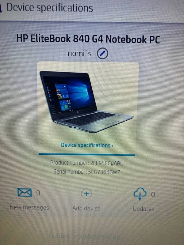 HP elitebook 840 G4 10