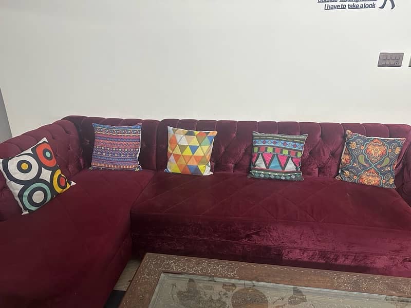 L shaped sofa set with chinioti style table 2