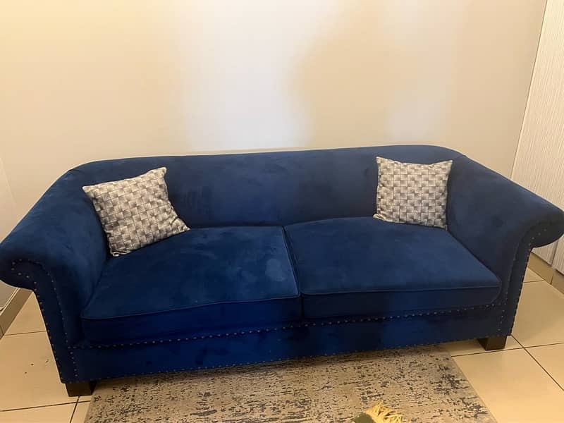 6 seater blue sofa set 0