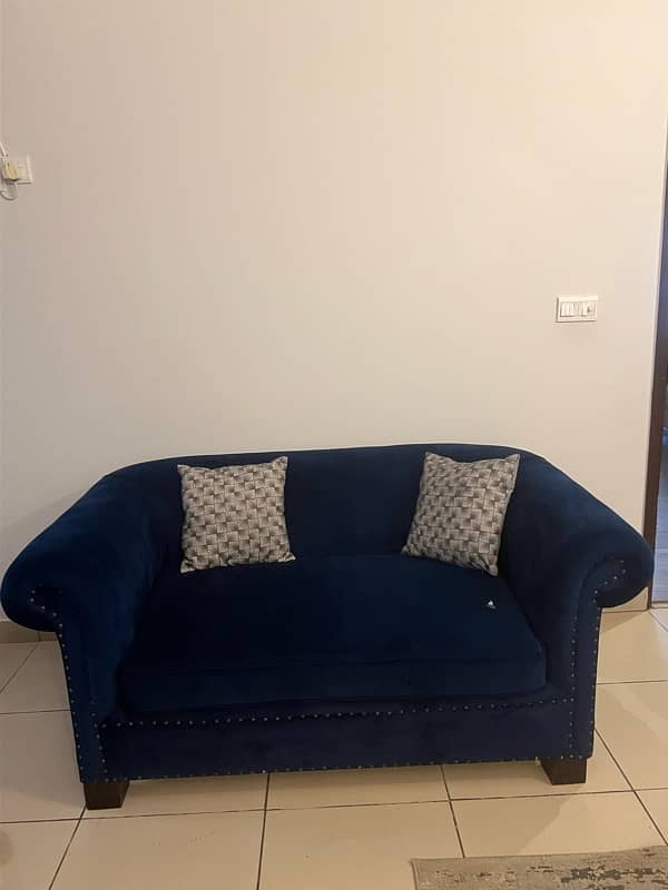 6 seater blue sofa set 1