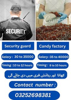 security guard and goli tofi factory jobs available