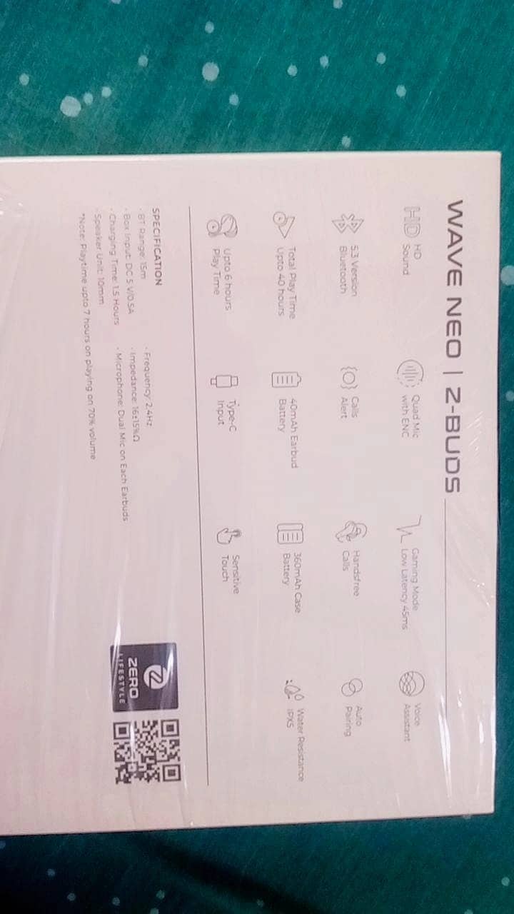 Zerowave earbuds with warranty card 1