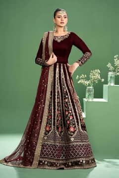 lehenga velvet Maria B party wear