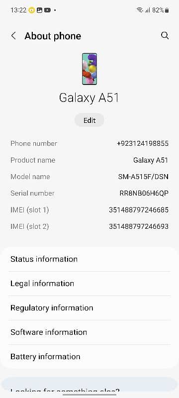 Samsung a51 dual Sim pta aprov 7