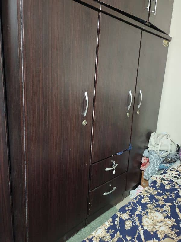 Iron Double Bed with Mattress,3 Door Almari with cupboard,Divider 6