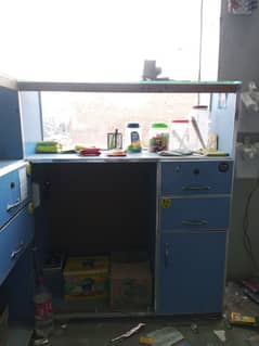 karyana shop counter +Rack+lays stand new condition use only 01 month