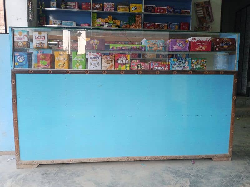 karyana shop counter +Rack+lays stand new condition use only 01 month 2