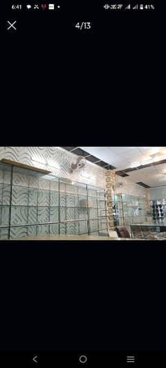 glass shelves and steel hanger