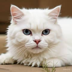 White Persian cat with blue eyes