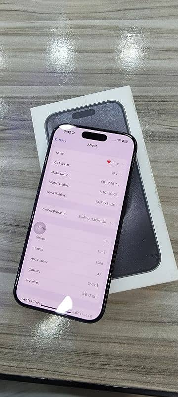 i phone 15 pro 256 Gb 98 health complete box non pta 4