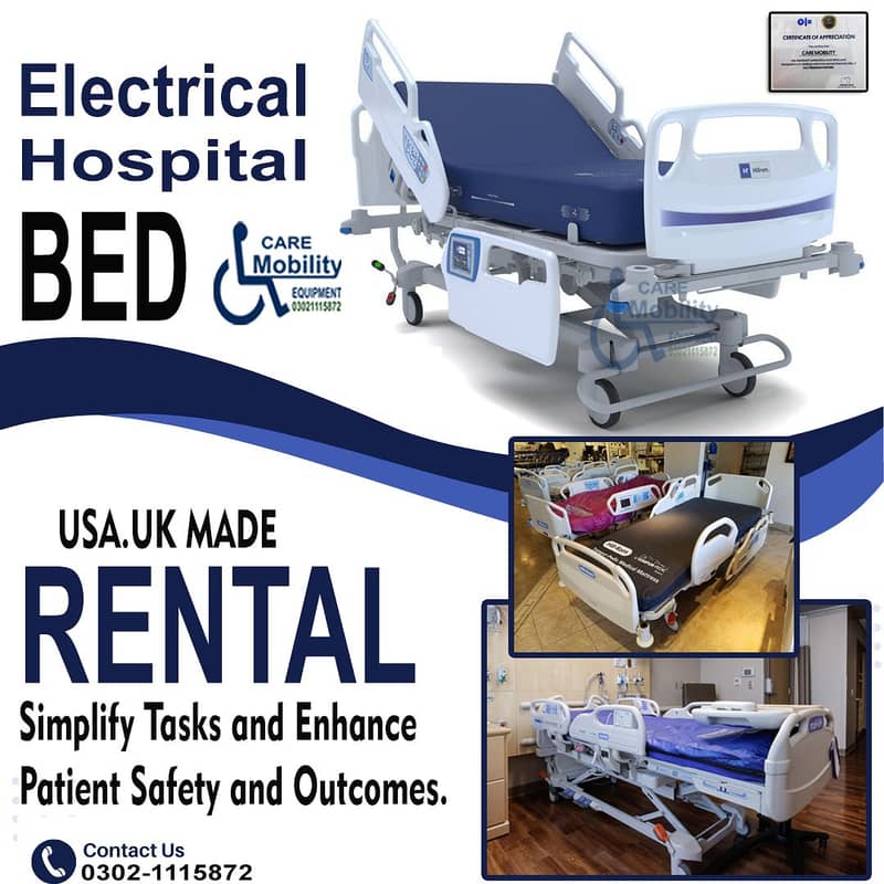 Electric 3 Function Hospital Bed On Rent / Medical Patient Bed ON RENT 1