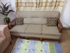 sofa set off white foam with wooden work