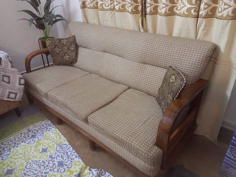 sofa set off white foam with wooden work 2