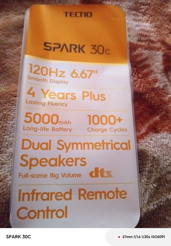 Tecno spark 30c 2 months used 18 months warranty with all Saman an box 2