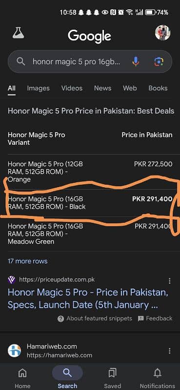 honor magic 5 pro non PTA  16gb rom 512gb ram with complete box 6