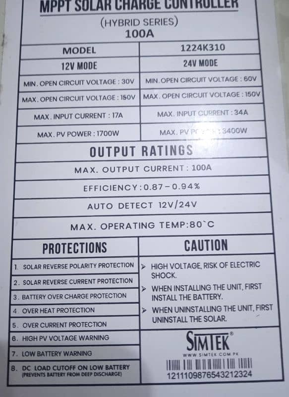 MPPT hybrid Controller company Simticwith warrety 1