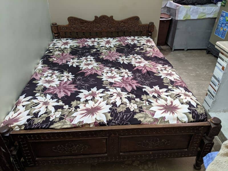 Sheesham Wooden Bed with Jelly Mattress 3