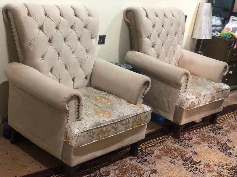 "luxury 2 seater armchair set, and center table" 0