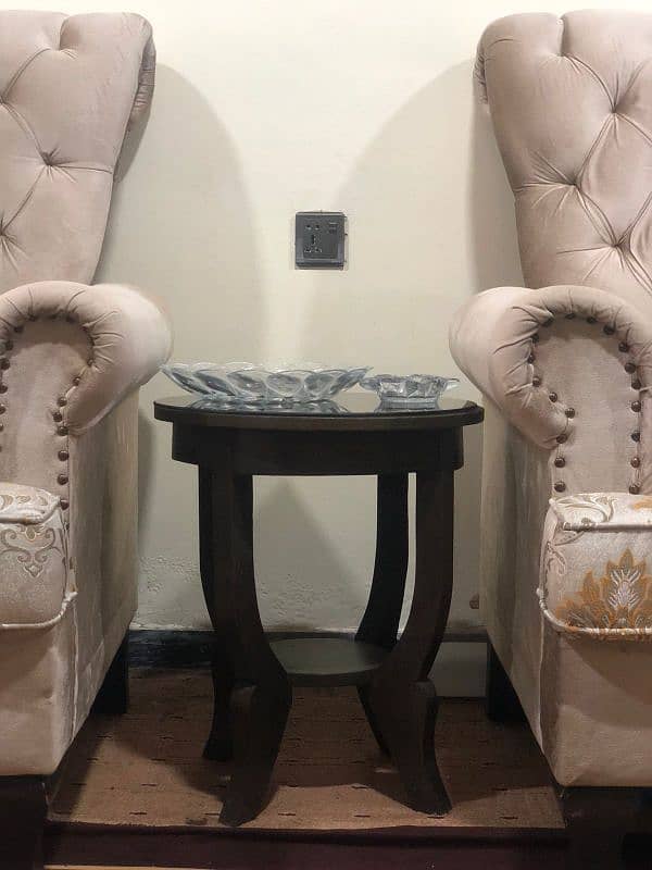 "luxury 2 seater armchair set, and center table" 3