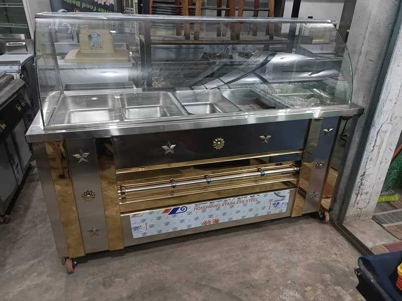 SS Stainless Steel 10 Bowl Bain Marie Counter,Commercial Table 10.13" 1