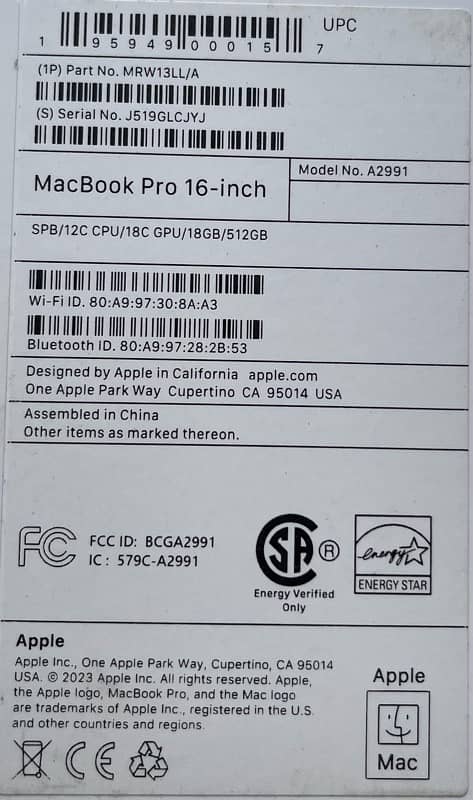 Macbook pro 16 inch M3 pro 8