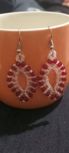 Hand made seed beads & cristal beed earrings